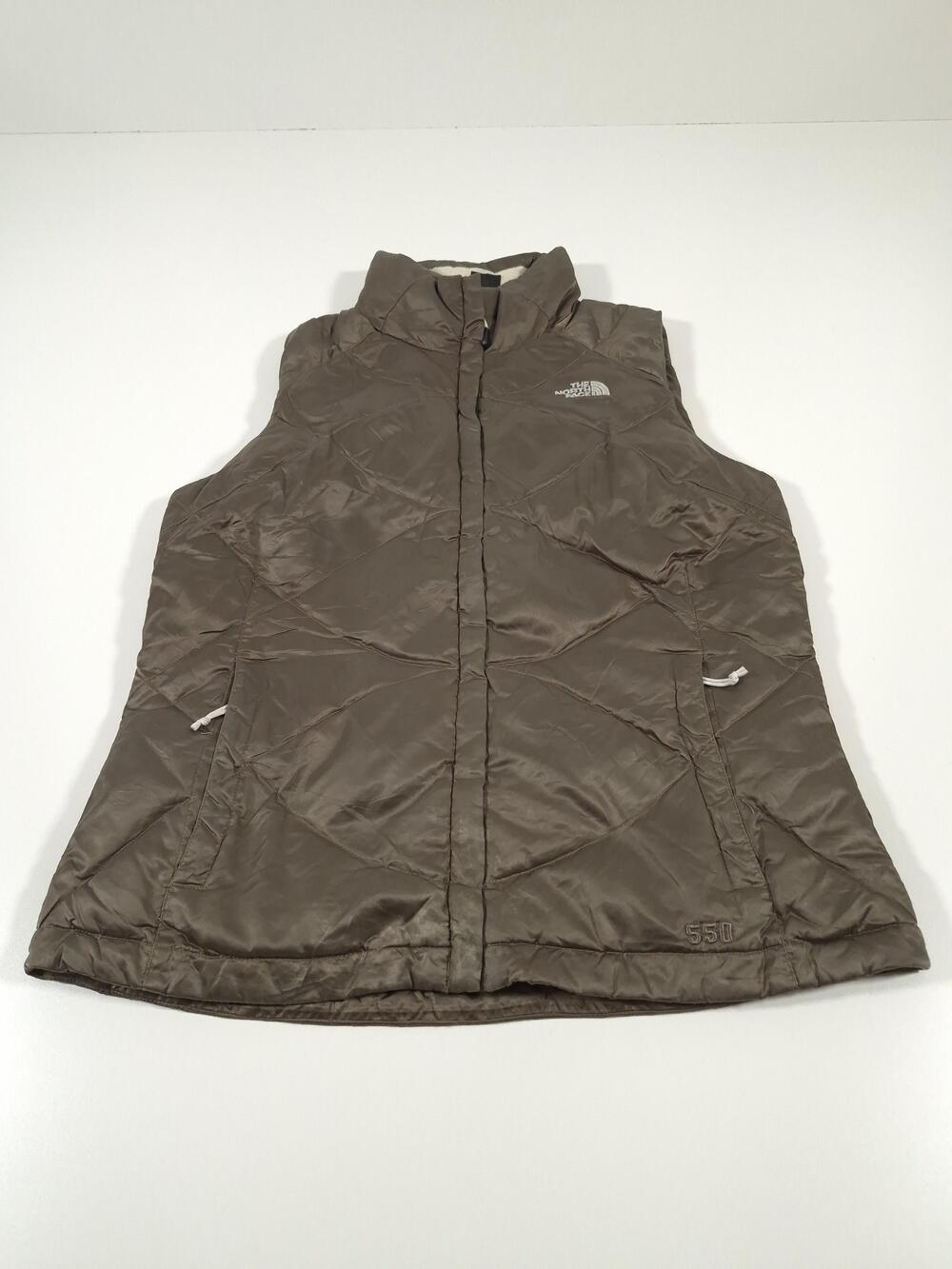 The North Face Vest Womens Medium Brown 550 Down Puffer Quilted Zip FLAW Warm